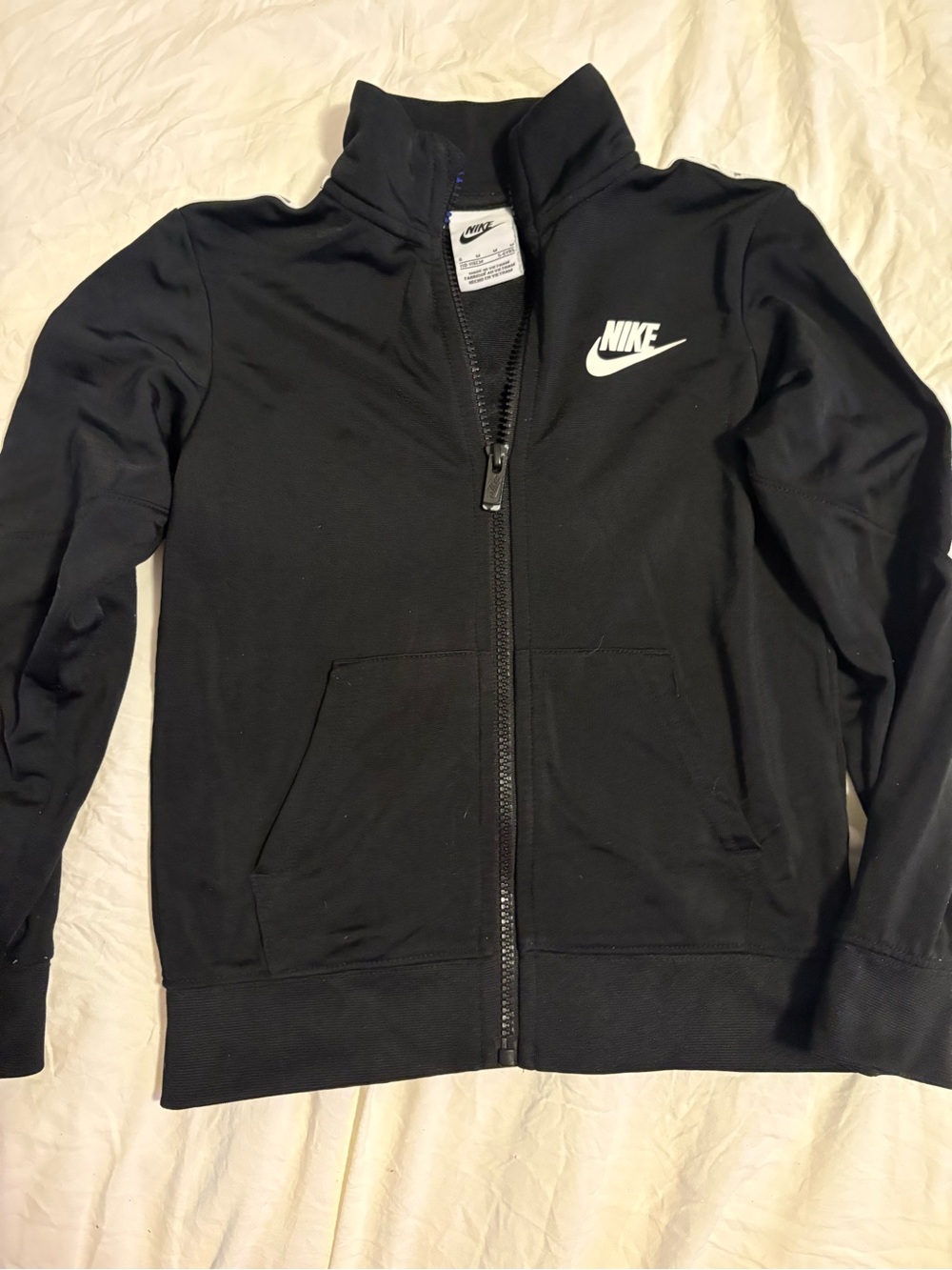 Nike Black Kids Full-Zip Jacket with White Swoosh